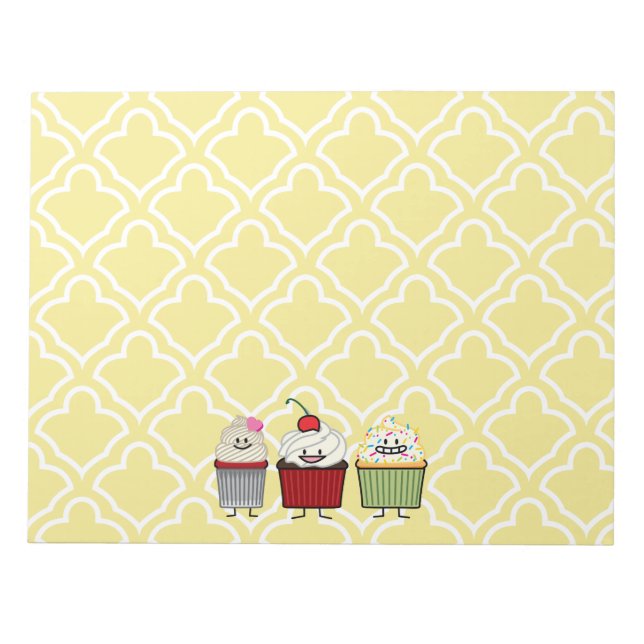 Cupcake family frosting sprinkles cherry cakes notepad (Front)