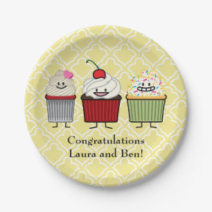 Cupcake family frosting sprinkles cherry cakes paper plate