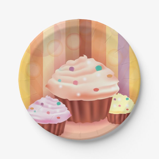 Cupcake Fantasy Colourful Sweet Treats  Paper Plate (Front)