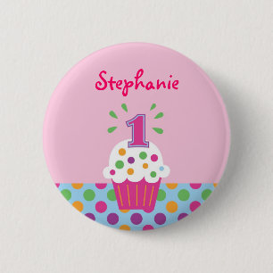 Cupcake First Birthday Button
