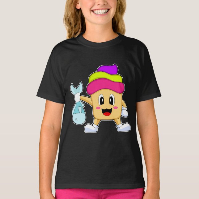 Cupcake Fisher Fish Fishing T-Shirt (Front)