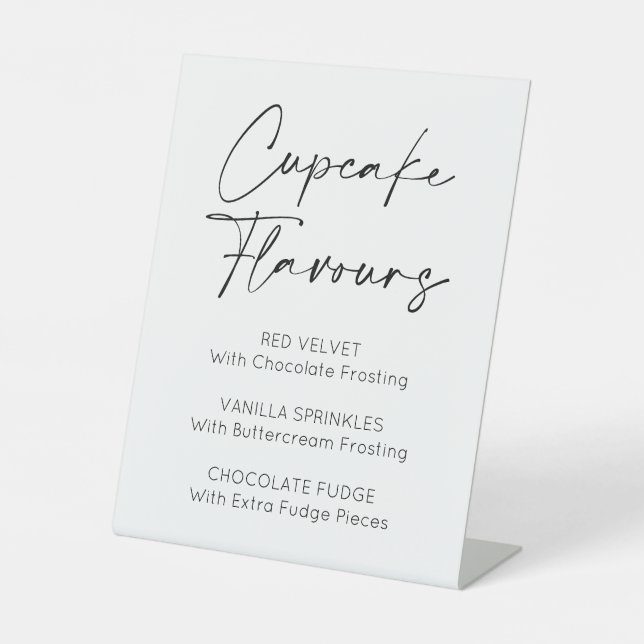 Cupcake Flavours Wedding Events Pedestal Sign (Front)