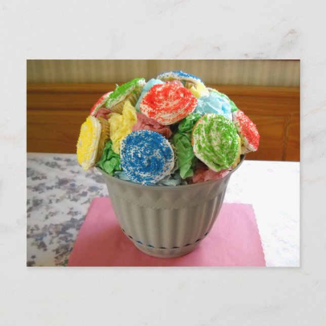 Cupcake Flowerpot Postcard (Front)