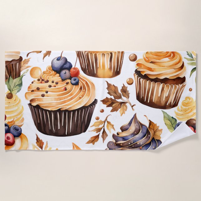 Cupcake Food art  Beach Towel (Front)