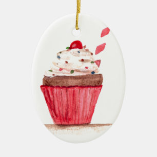 Cupcake food art ceramic tree decoration