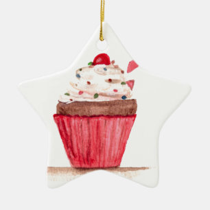 Cupcake food art ceramic tree decoration