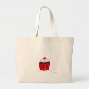 Cupcake food art large tote bag