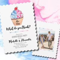 Cupcake Gender Reveal Blue Pink Photo Party