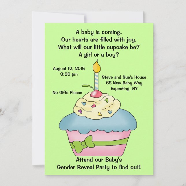 Cupcake Gender Reveal Invitation (Front)