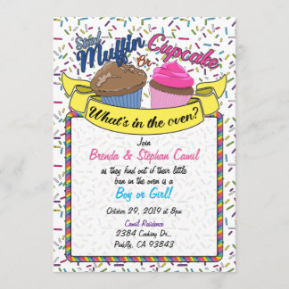 Cupcake Gender Reveal Invitation