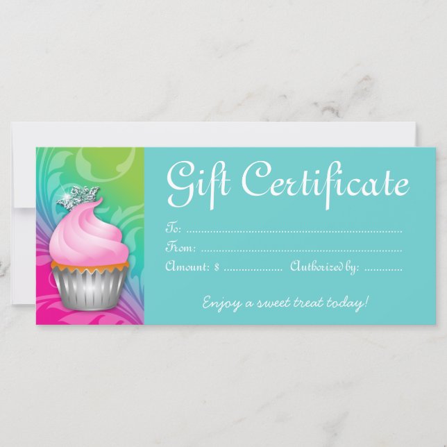 Cupcake Gift Certificate Crown Pink Blue (Front)