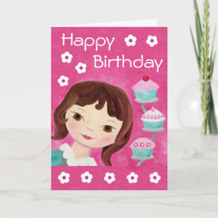 Cupcake Girl birthday card