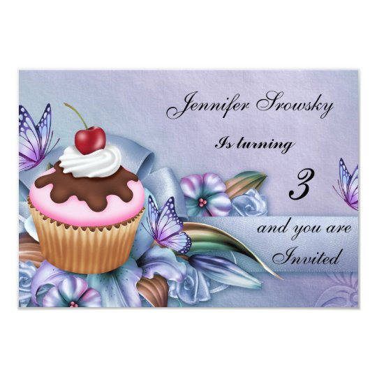 Cupcake Girls Birthday Party Card