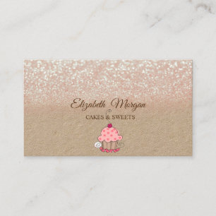 Cupcake, Glitter Ombre Rustic Kraft Business Card