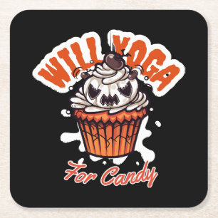Cupcake Halloween idea for Moms Yoga Square Paper Coaster