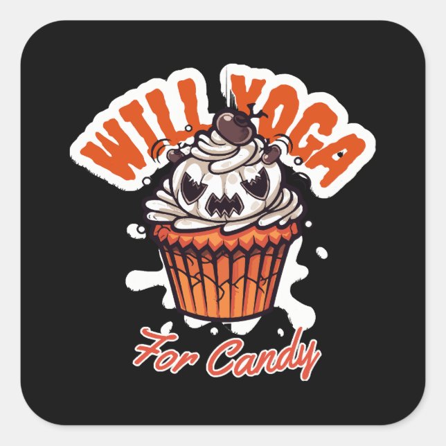 Cupcake Halloween idea for Moms Yoga Square Sticker (Front)