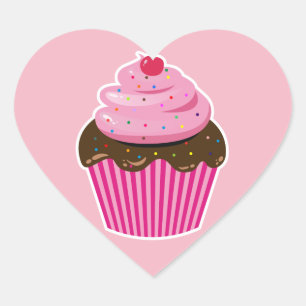 Cupcake Heart Sticker