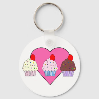cupcake hearts key ring