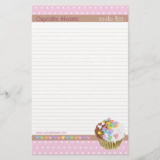Cupcake Hearts lined To-Do List Stationery