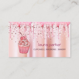 Cupcake Home Bakery Pastry Rose Gold Dripping Busi Business Card