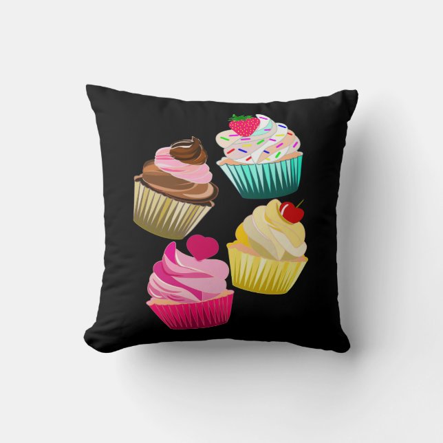 CUPCAKE,Home Sweet Home,CUPCAKES ARE THE NEW BLACK Cushion (Front)