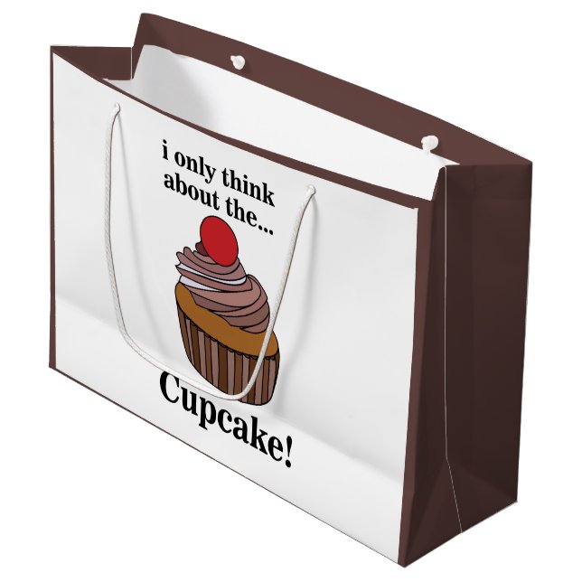 Cupcake I Only Think About The Cupcake  Large Gift Bag (Front Angled)