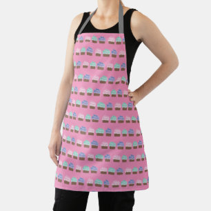 Cupcake Illustration Pattern All Over Apron