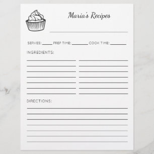 Cupcake Illustration Personalised Recipe Pages