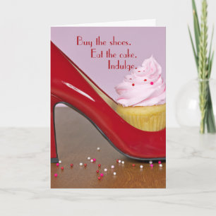 cupcake in red high heel shoe card