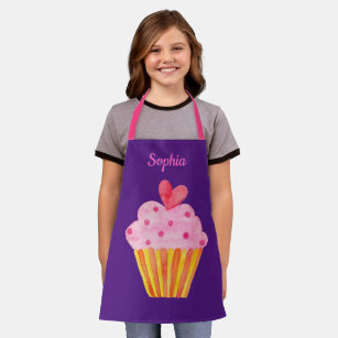 Cupcake Kids NAME baking apron watercolor