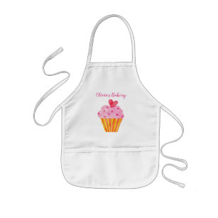 Cupcake Kids NAME baking apron watercolor vintage