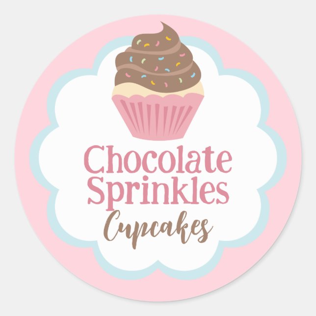 Cupcake Label | Chocolate | Scallop Circle (Front)