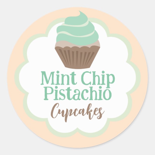 Cupcake Label | Pistachio | Scallop Circle (Front)