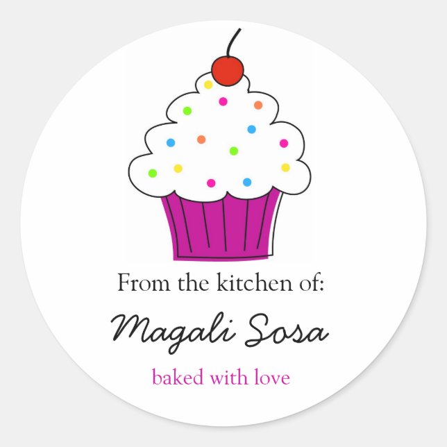 Cupcake labels, From the Kitchen Of... Classic Round Sticker (Front)