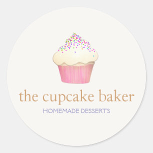 Cupcake Logo Bakery Chef Catering Classic Round Sticker