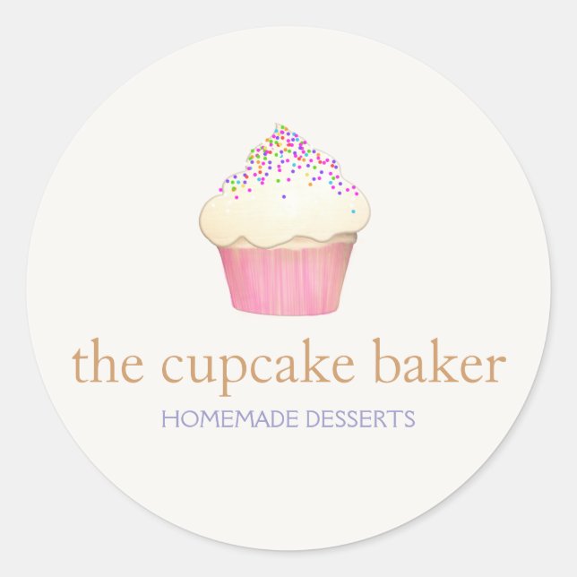 Cupcake Logo Bakery Chef Catering Classic Round Sticker (Front)