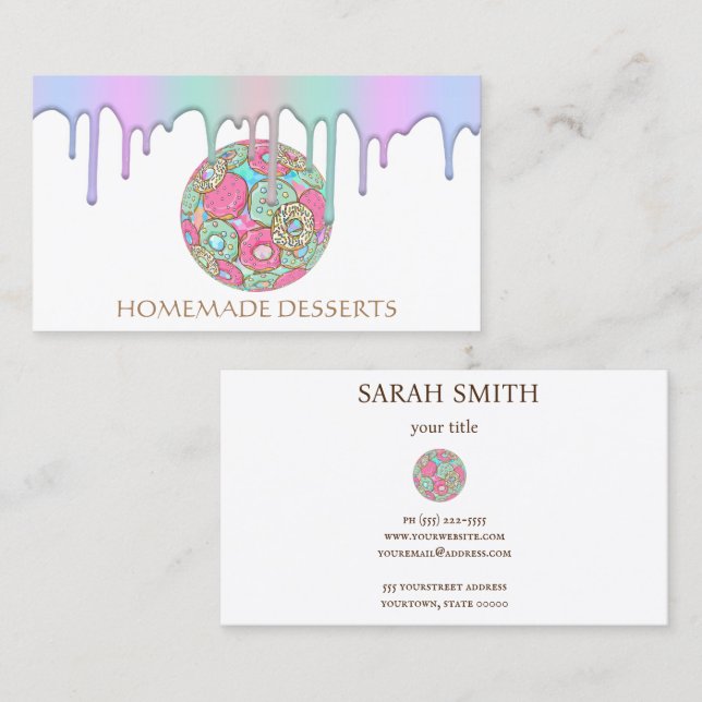 Cupcake Logo Bakery Chef,cute Business Card (Front/Back)