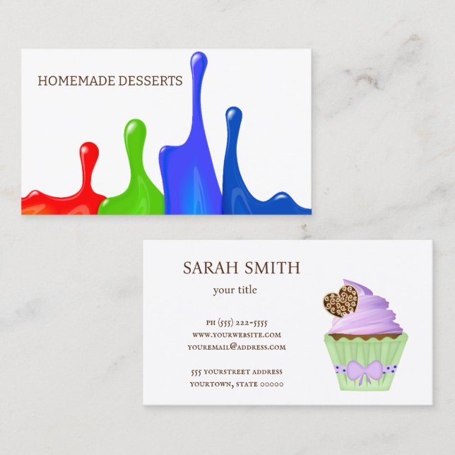 Cupcake Logo Bakery Chef,cute Business Card (Front/Back)