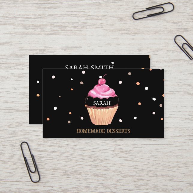 Cupcake Logo Bakery Chef,cute Business Card (Front/Back In Situ)
