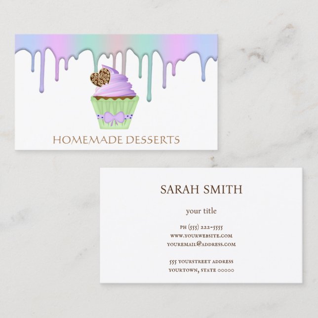 Cupcake Logo Bakery Chef,cute Business Card (Front/Back)