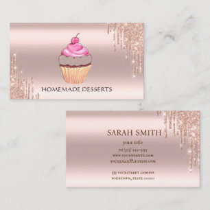 Cupcake Logo Bakery Chef,Golden Rose Business Card