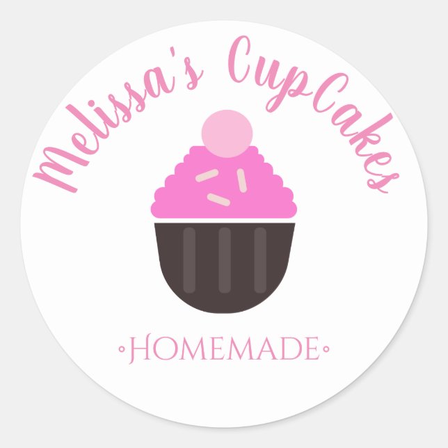Cupcake Logo Sprinkles Homemade Bakery Classic Round Sticker (Front)