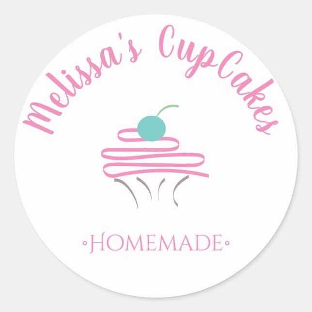 CupCake Logo Whisk Homemade Bakery Classic Round Sticker (Front)