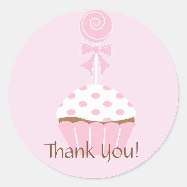 Cupcake Lollipop Happy Birthday Thank You Sticker (Front)