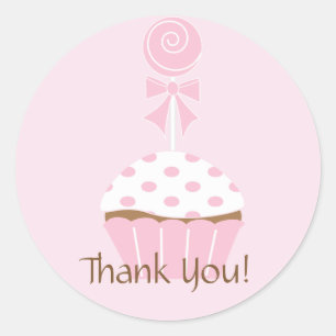 Cupcake Lollipop Happy Birthday Thank You Sticker