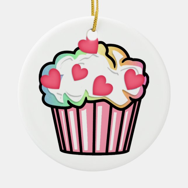 Cupcake Love Ceramic Tree Decoration (Front)