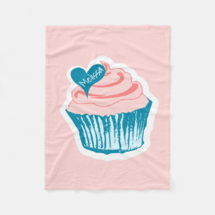 Cupcake Love custom name fleece blankets