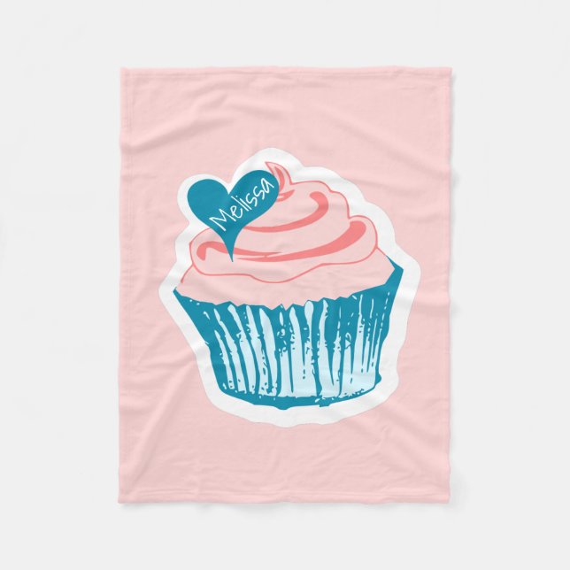 Cupcake Love custom name fleece blankets (Front)