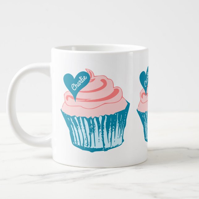 Cupcake Love custom name Jumbo mug (Left)