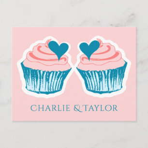 Cupcake Love custom names couple's postcard